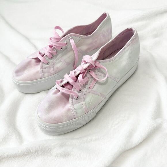 Superga pink tie dye platform sneakers size 8.5 41.5 lace up - Picture 7 of 9